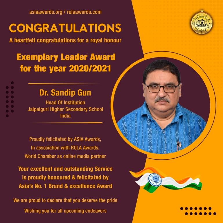Dr Sandip Gun has bagged Exemplary Leader Award