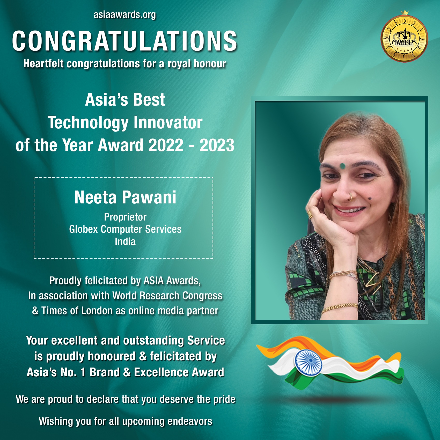 Neeta Pawani - Asia's Best Technology Innovator of the Year Award