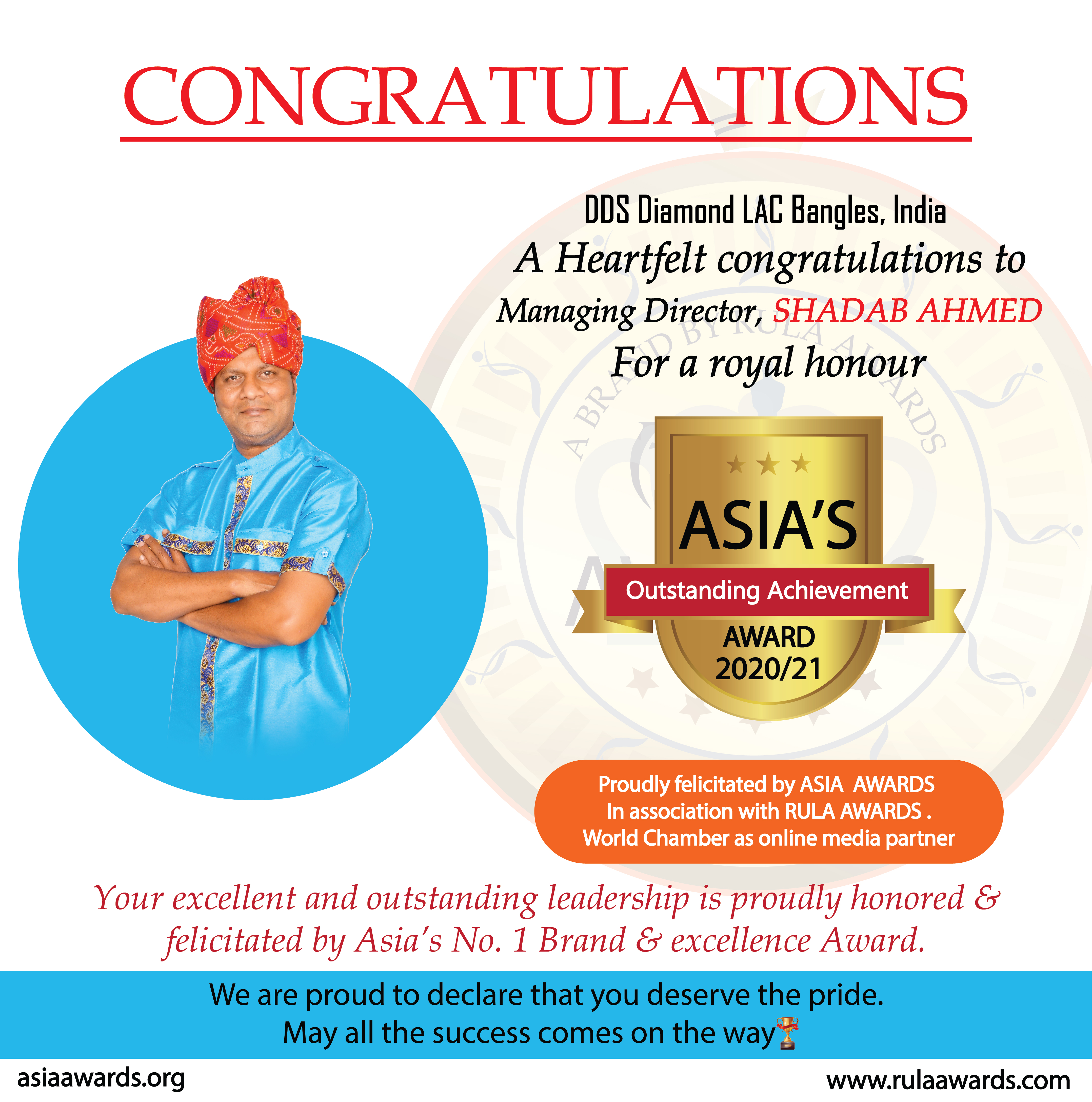 Shadab Ahmed has Asia's Outstanding Achievement Award